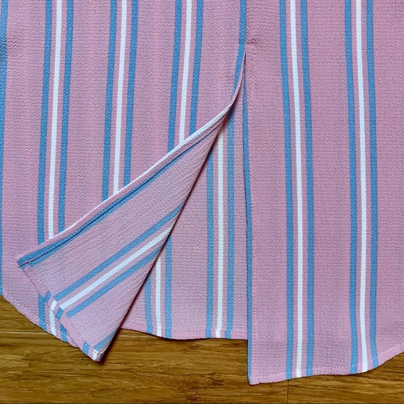 NWT Pink, White & Blue Striped Cutout Choker Top - Picture 6 of 8